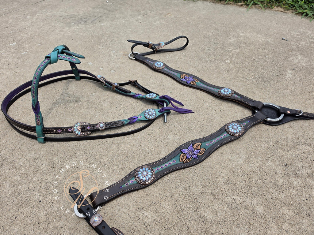 Draft Size Purple and Turquoise Tack Set