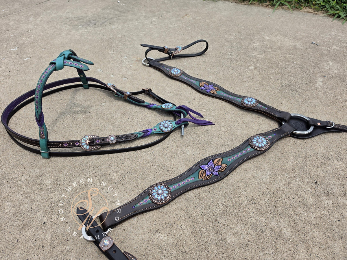 Draft Size Purple and Turquoise Tack Set