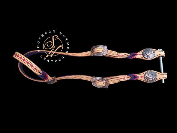 Light Oil with Pink Diamonds and Purple Twists One Ear Headstall