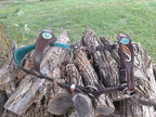 Chocolate and Turquoise Ergonomic Carved Side-Pull Headstall