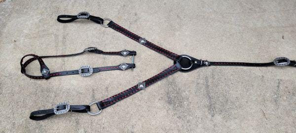 Hermann Oak Buttery Soft Black and Red Tack Set