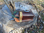 Water Bottle Saddle Bag Dark Oil and Tooled Green Vines