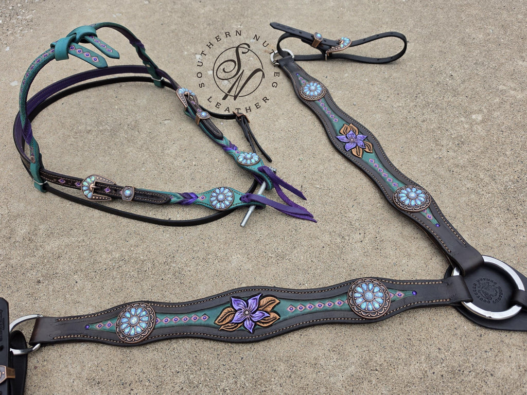 Draft Size Purple and Turquoise Tack Set