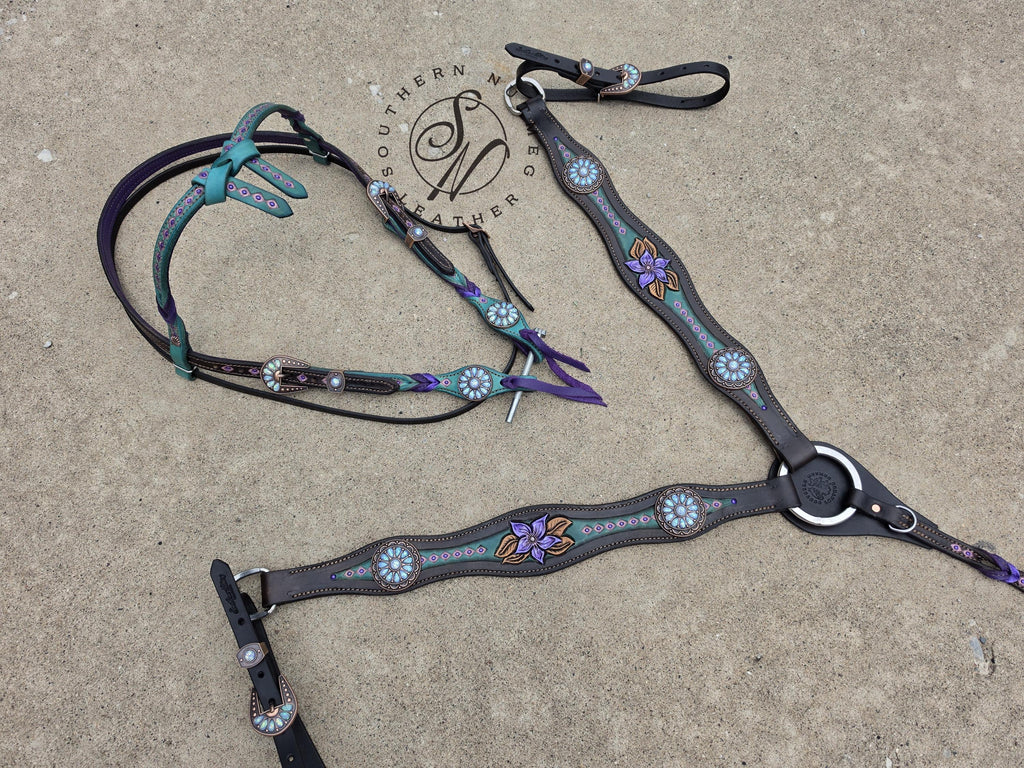 Draft Size Purple and Turquoise Tack Set
