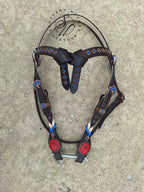 Red, Cream and Blue Futurity Knot Browband Headstall