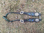 Black with Purple Flowers Tooled One Ear Headstall