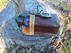 Water Bottle Saddle Bag Dark Oil and Tooled Green Vines