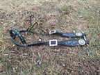 Black with Purple Flowers Tooled One Ear Headstall