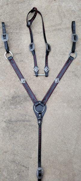 Hermann Oak Buttery Soft Black and Red Tack Set