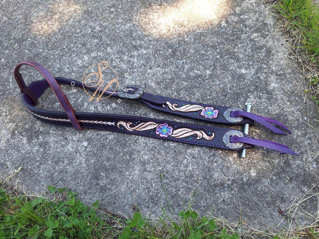 Belt Style Purple Carved Headstall