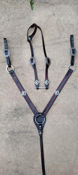 Hermann Oak Buttery Soft Black and Red Tack Set