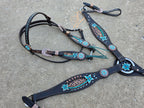 Leopard and Teal Floral Browband Tack Set