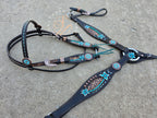 Leopard and Teal Floral Browband Tack Set