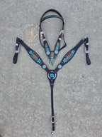 Leopard and Teal Floral Browband Tack Set