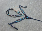 Leopard and Teal Floral Browband Tack Set