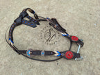 Red, Cream and Blue Futurity Knot Browband Headstall