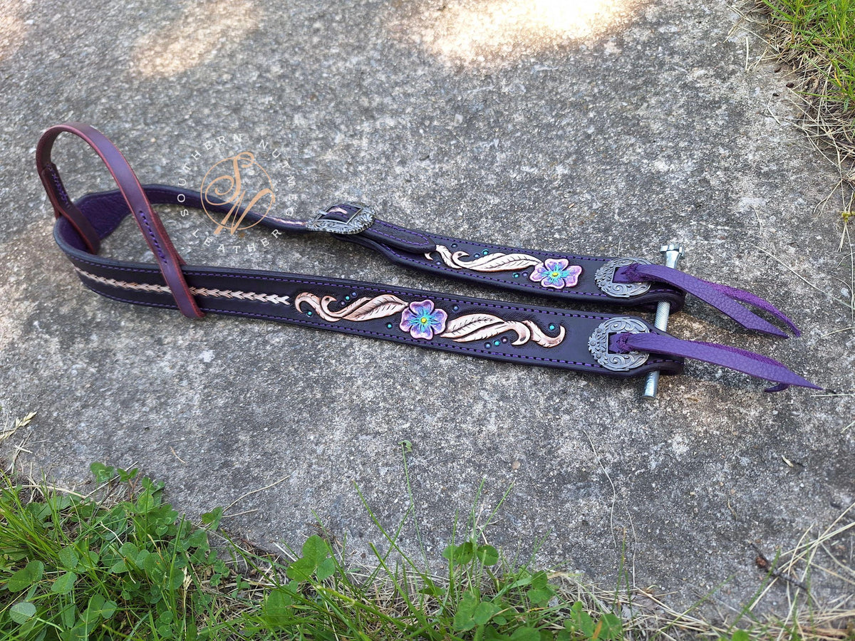 Belt Style Purple Carved Headstall