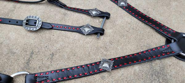 Hermann Oak Buttery Soft Black and Red Tack Set