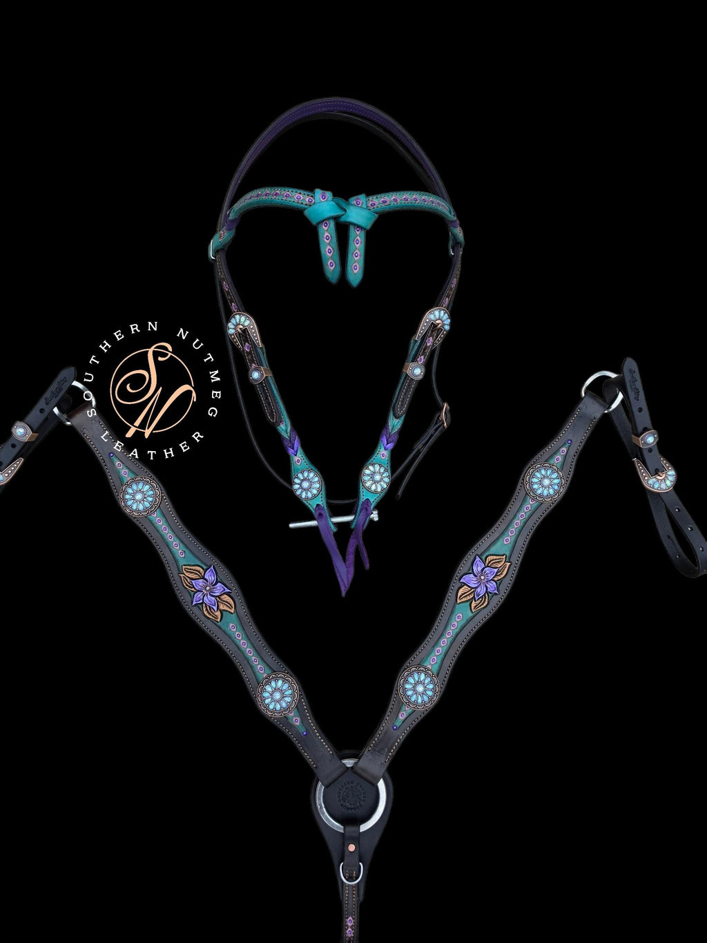 Draft Size Purple and Turquoise Tack Set