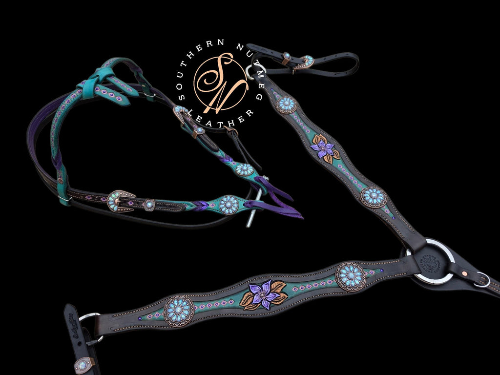 Draft Size Purple and Turquoise Tack Set
