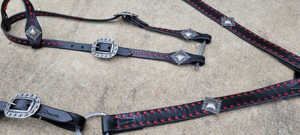 Hermann Oak Buttery Soft Black and Red Tack Set
