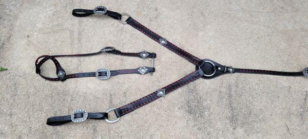 Hermann Oak Buttery Soft Black and Red Tack Set